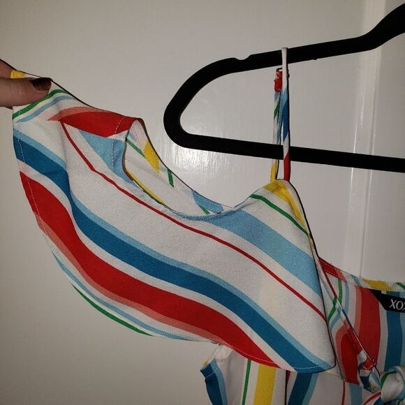 XOXO Cold Shoulder Striped Pullover Top - Picture 2 of 6